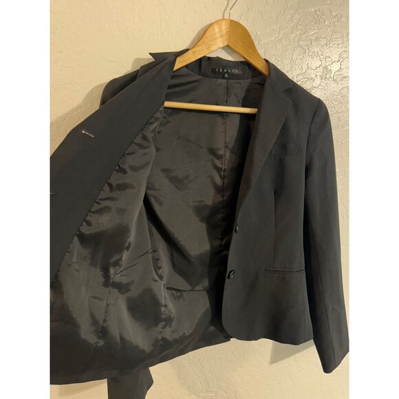 Theory Women’s Black Wool Blend Three Button Blazer - Picture 8 of 9